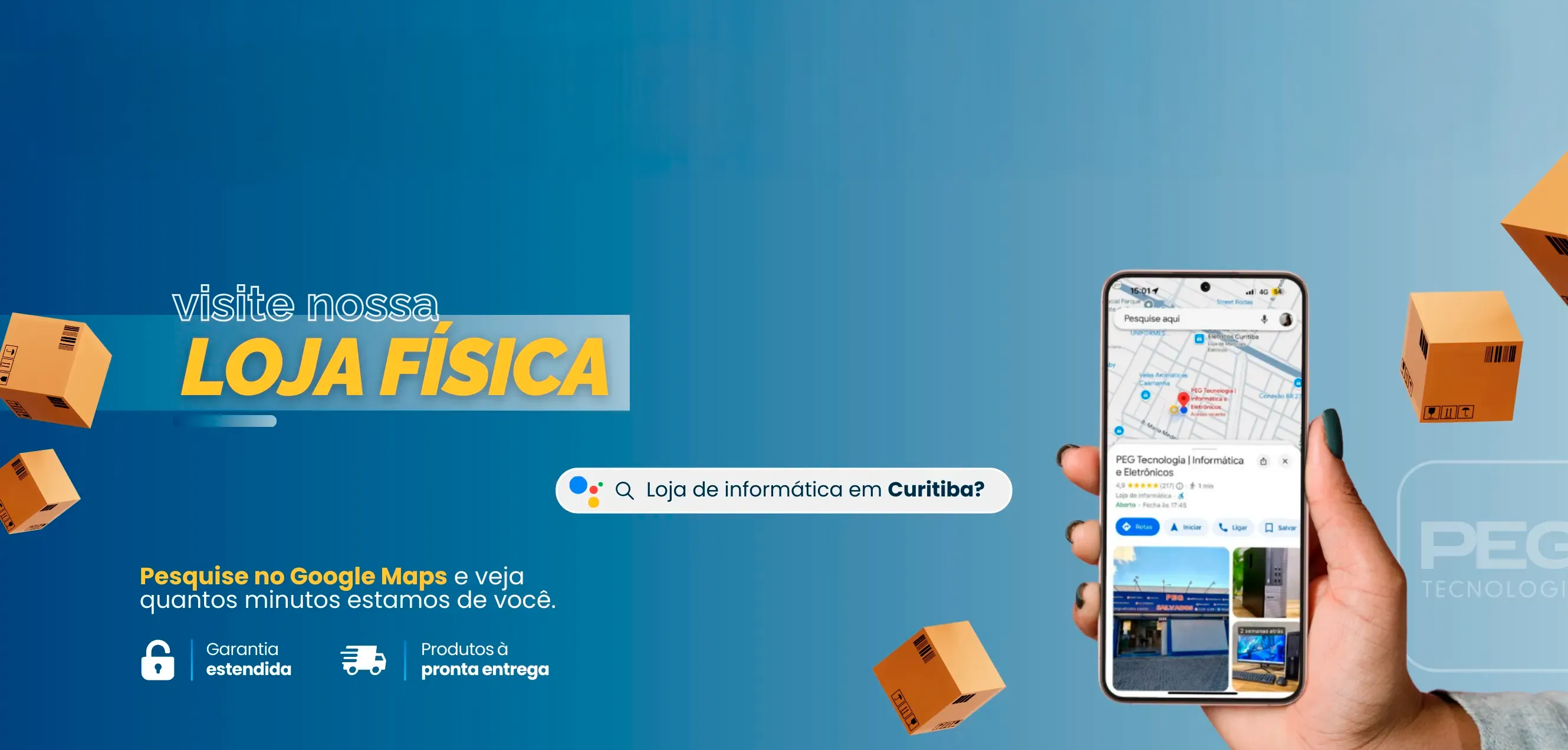 Visite nossa loja física em Curitiba — pesquise no Google Maps